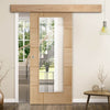 Bespoke Thruslide Surface Ravenna Oak Glazed - Sliding Door and Track Kit - Prefinished