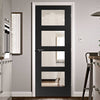 Prefinished Bespoke Shaker Oak 4 Pane Fire Door - Clear Glass - Choose Your Colour