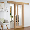 Bespoke Thruslide Surface Worcester Oak 3 Pane Glazed - Sliding Door and Track Kit