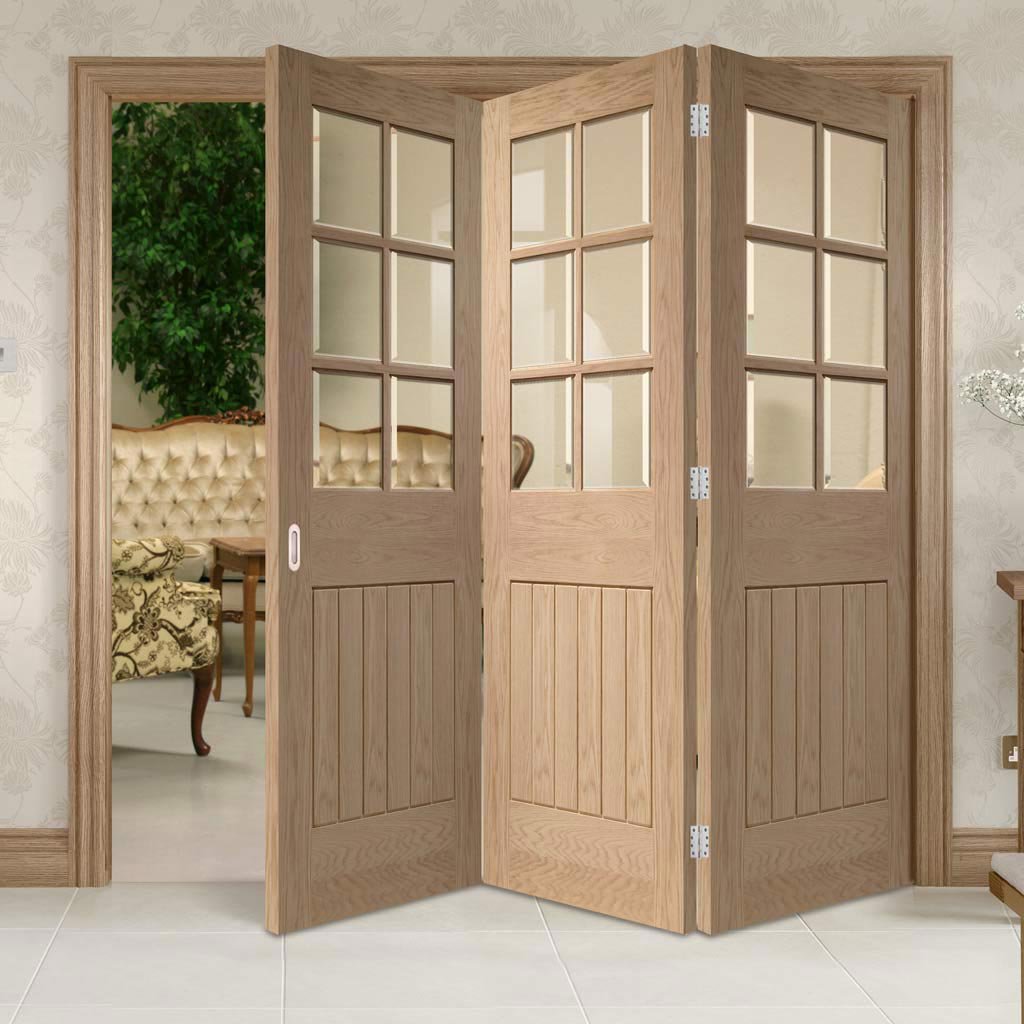 Bespoke Thrufold Suffolk Oak 6 Pane Glazed Folding 3+0 Door - Prefinished