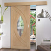 Bespoke Thruslide Surface Treviso Oak Glazed - Sliding Door and Track Kit