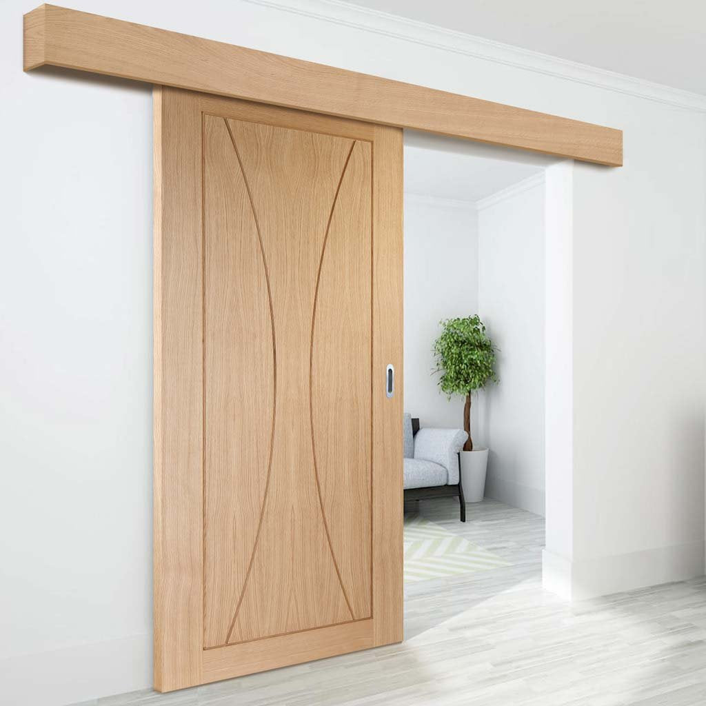 Bespoke Thruslide Surface Verona Oak Flush - Sliding Door and Track Kit