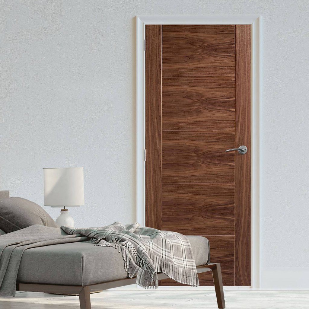 LPD Joinery Bespoke Fire Door, Vancouver Walnut 5P Flush - 1/2 Hour Fire Rated - Prefinished