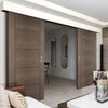 Bespoke Thruslide Surface Vancouver Chocolate Grey Door - Prefinished Sliding Double Door and Track Kit