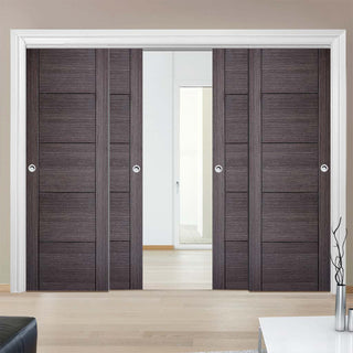 Image: Bespoke Thruslide Vancouver Ash Grey Door - 4 Sliding Doors and Frame Kit - Prefinished