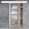 Bespoke Thruslide Surface Light Grey Vancouver Door - Clear Glass - Sliding Door and Track Kit - Prefinished