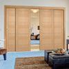 Bespoke Thruslide Vancouver Oak 5P Flush Door - 4 Sliding Doors and Frame Kit - Prefinished