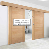 Bespoke Thruslide Surface Vancouver Oak 5P Flush Door - Prefinished Sliding Double Door and Track Kit