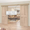 Bespoke Thruslide Surface Victorian Oak 4 Panel - Sliding Double Door and Track Kit