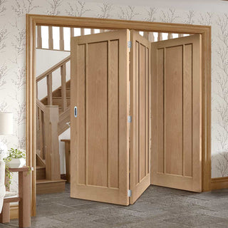 Image: Bespoke Thrufold Worcester Oak 3 Panel Folding 3+0 Door