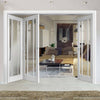 Bespoke Thrufold Worcester White Primed 3L Folding 2+1 Door - Clear Glass