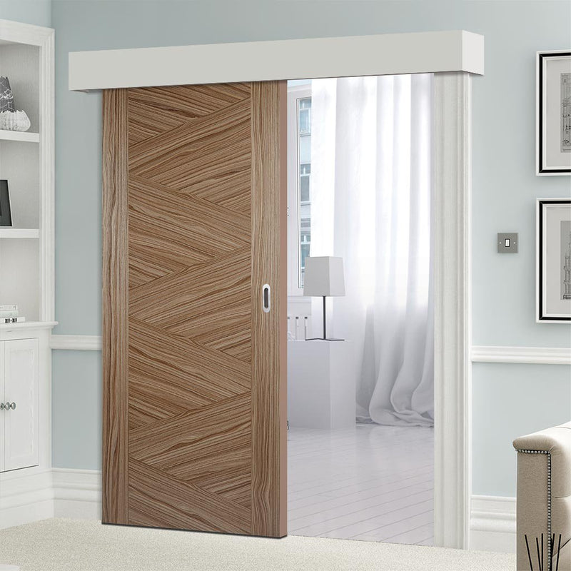 Bespoke Thruslide Surface Zeus Walnut Flush Door - Sliding Door and Track Kit - Prefinished