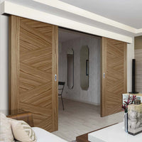 Bespoke Thruslide Surface Zeus Walnut Flush Door - Prefinished Sliding Double Door and Track Kit