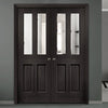 Prefinished Malton Oak Door Pair - Bevelled Clear Glass - No Raised Mouldings - Choose Your Colour