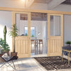 Double Sliding Door & Wall Track - Belize Oak Door - Silkscreen Etched Glass - Prefinished