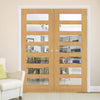 Bespoke Biarritz Oak Internal Door Pair - Clear Bevelled Glass - Prefinished