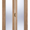 Contemporary Pattern 10 Oak Bifold Door - Clear Glass