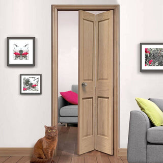 Image: Victorian Oak 2P Bi-Fold door - No Raised Mouldings