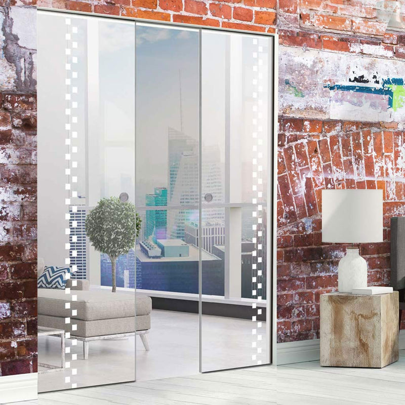 Bilston 8mm Clear Glass - Obscure Printed Design - Double Absolute Pocket Door