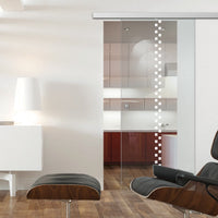 Single Glass Sliding Door - Bilston 8mm Clear Glass - Obscure Printed Design - Planeo 60 Pro Kit