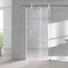 Single Glass Sliding Door - Solaris Tubular Stainless Steel Sliding Track & Bilston 8mm Clear Glass - Obscure Printed Design