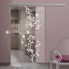 Single Glass Sliding Door - Birch Tree 8mm Clear Glass - Obscure Printed Design with Elegant Track