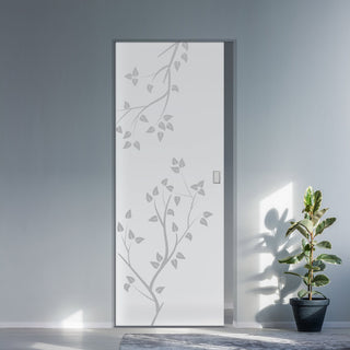 Image: Birch Tree 8mm Obscure Glass - Obscure Printed Design - Single Absolute Pocket Door