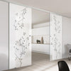 Double Glass Sliding Door - Birch Tree 8mm Obscure Glass - Clear Printed Design with Elegant Track