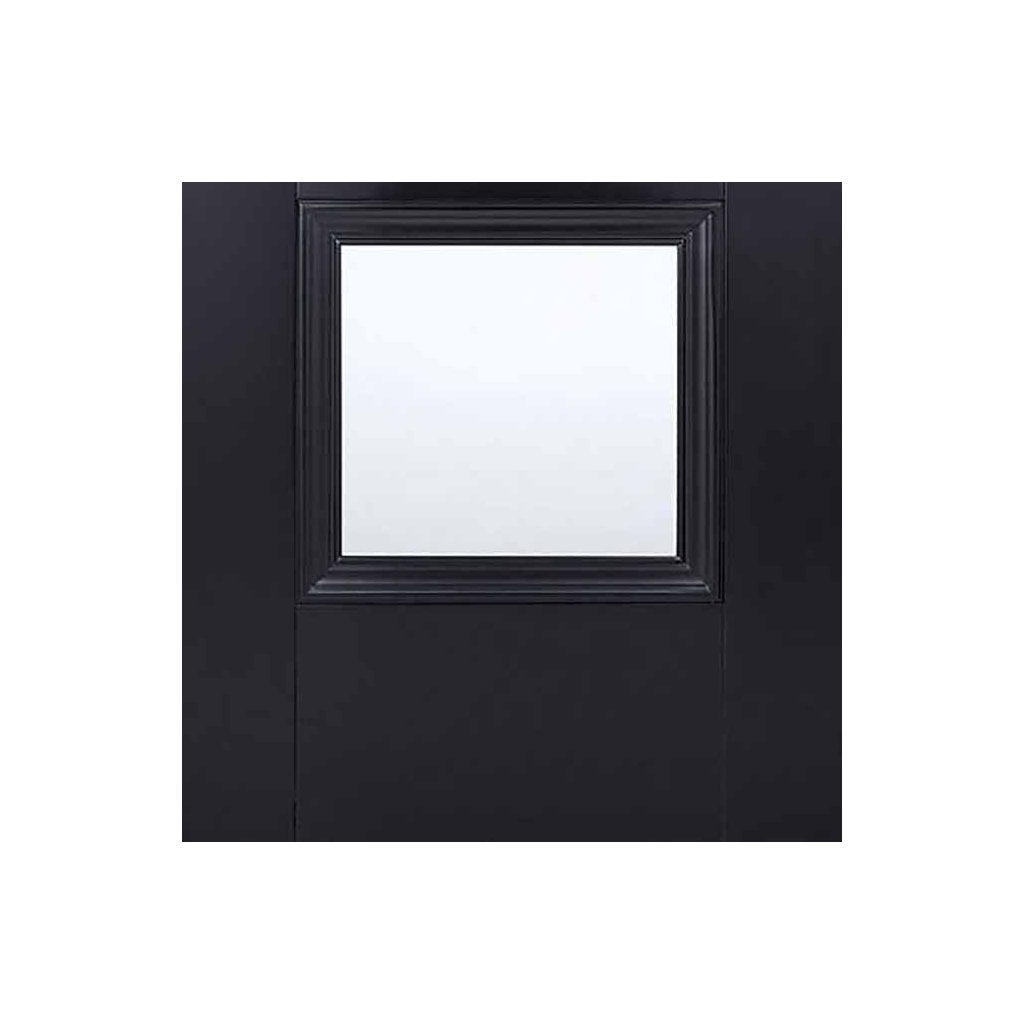 Two Sliding Doors and Frame Kit - Amsterdam Black Primed Door - Clear Glass - Unfinished