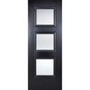 Three Sliding Doors and Frame Kit - Amsterdam Black Primed Door - Clear Glass - Unfinished