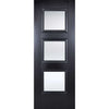 Four Sliding Doors and Frame Kit - Amsterdam Black Primed Door - Clear Glass - Unfinished