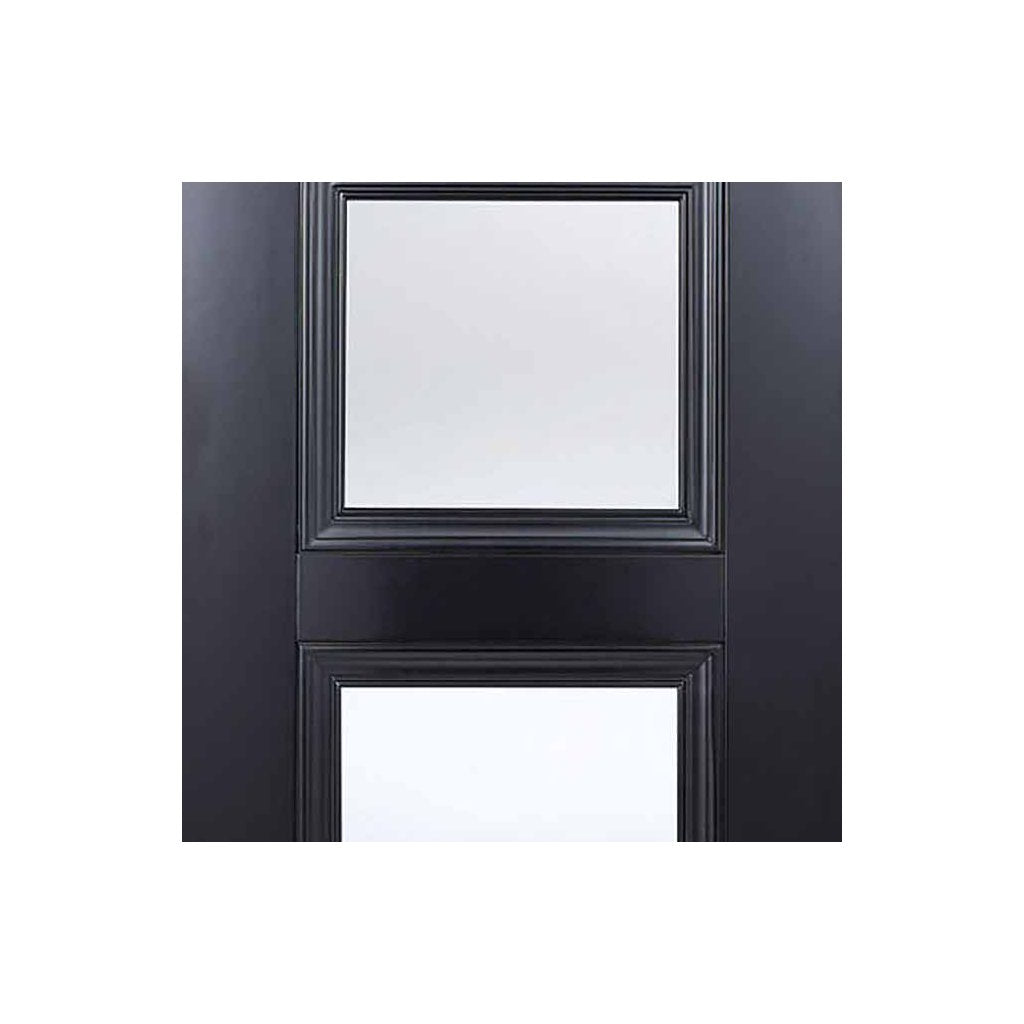 Two Sliding Doors and Frame Kit - Amsterdam Black Primed Door - Clear Glass - Unfinished