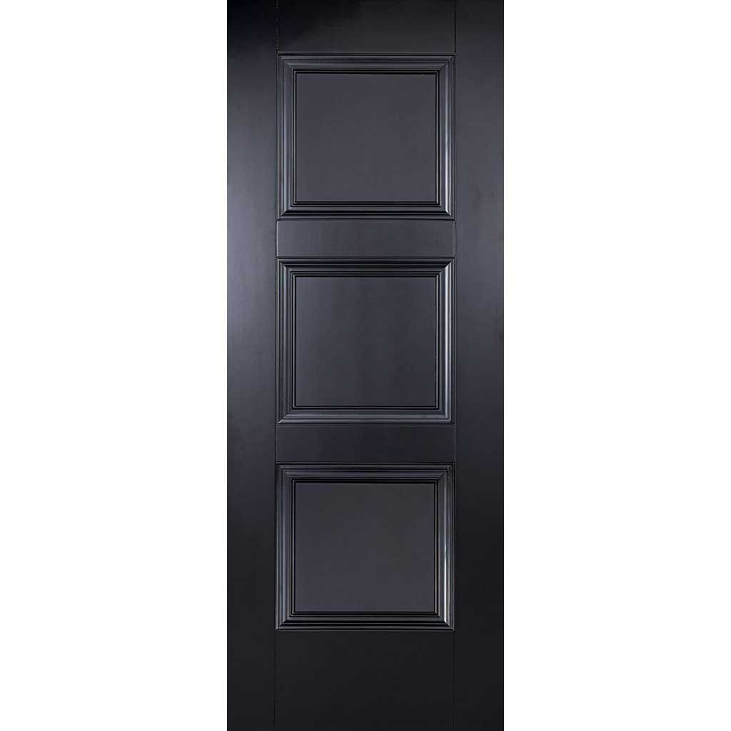 Minimalist Wardrobe Door & Frame Kit - Two Amsterdam 3 Panel Black Primed Doors - Unfinished