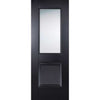 Double Sliding Door & Wall Track - Arnhem Black Primed Doors - Clear Glass - Unfinished
