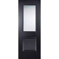 Double Sliding Door & Wall Track - Arnhem Black Primed Doors - Clear Glass - Unfinished