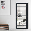Handmade Eco-Urban Malvan 4 Pane Solid Wood Internal Door UK Made DD6414G Clear Glass - Eco-Urban® Shadow Black Premium Primed