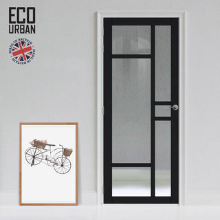 Image: Handmade Eco-Urban Isla 6 Pane Solid Wood Internal Door UK Made DD6429G Clear Glass - Eco-Urban® Shadow Black Premium Primed
