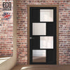 Handmade Eco-Urban Cusco 4 Pane 4 Panel Solid Wood Internal Door UK Made DD6416G Clear Glass - Eco-Urban® Shadow Black Premium Primed