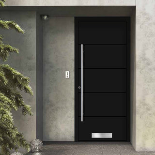 Image: External ThruSafe Aluminium Front Door - 1654 CNC Grooves Solid - 7 Colour Options