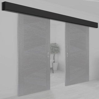 Image: Thruslide Black Primed Pelmet Kit for Double Sliding Doors