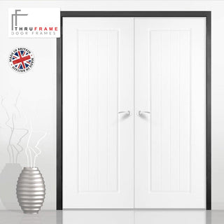 Image: Thruframe Interior Black Primed Door Lining Frame - Suits Standard Size Double Doors