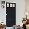 Handmade Eco-Urban Lagos 3 Pane 3 Panel Solid Wood Internal Door UK Made DD6427SG Frosted Glass - Eco-Urban® Shadow Black Premium Primed