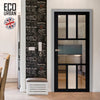 Handmade Eco-Urban Tasmania 7 Pane Solid Wood Internal Door UK Made DD6425G Clear Glass(1 FROSTED PANE) - Eco-Urban® Shadow Black Premium Primed