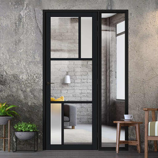 Image: Bespoke Room Divider - Eco-Urban® Arran Door DD6432CF Clear Glass (2 FROSTED PANES) with Full Glass Side  - Premium Primed - Colour & Size Options