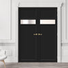 Eco-Urban Orkney 1 Pane 2 Panel Solid Wood Internal Door Pair UK Made DD6403SG Frosted Glass - Eco-Urban® Shadow Black Premium Primed