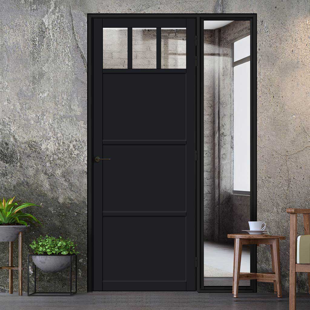 Bespoke Room Divider - Eco-Urban® Lagos Door DD6427C - Clear Glass with Full Glass Side - Premium Primed - Colour & Size Options