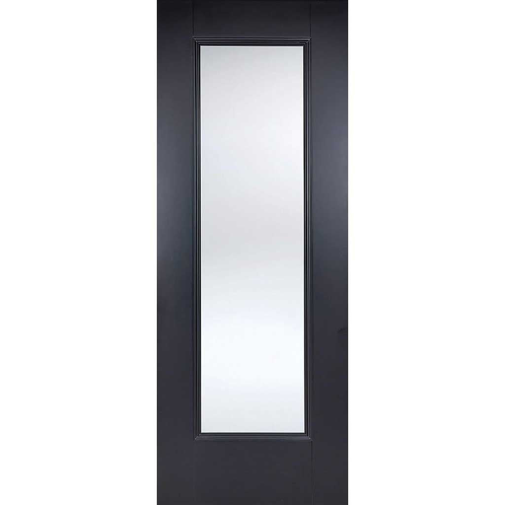 Four Folding Doors & Frame Kit - Eindhoven Black Primed 2+2 - Clear Glass - Unfinished