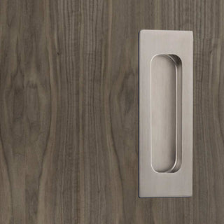 Image: One Pair of Chester 120mm Sliding Door Oblong Flush Pulls - Satin Stainless Steel