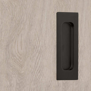 Image: One Pair of Chester 120mm Sliding Door Oblong Flush Pulls - Matt Black Finish