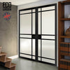 Eco-Urban Leith 9 Pane Solid Wood Internal Door Pair UK Made DD6316SG - Frosted Glass - Eco-Urban® Shadow Black Premium Primed